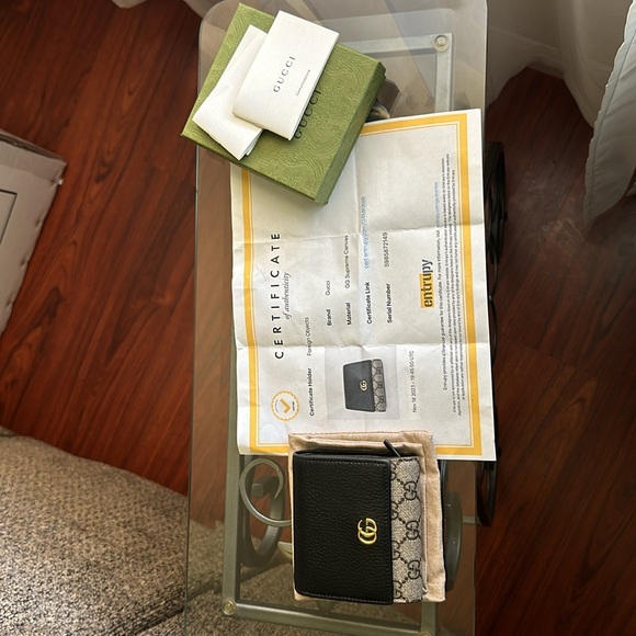 Gucci Marmont Bicolor Medium Compact wallet Supreme Canvas 🌟 Full Set 🌟 - Picture 14 of 14